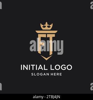 FT monogram with medieval style, luxury and elegant initial logo design ideas Stock Vector