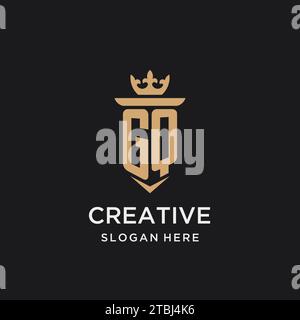 GQ monogram with medieval style, luxury and elegant initial logo design ideas Stock Vector