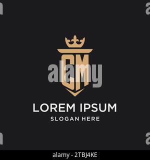 CM monogram with medieval style, luxury and elegant initial logo design ideas Stock Vector
