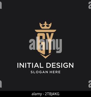 GY monogram with medieval style, luxury and elegant initial logo design ideas Stock Vector