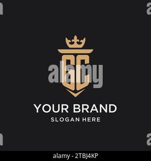 GC monogram with medieval style, luxury and elegant initial logo design ideas Stock Vector