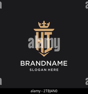 HI monogram with medieval style, luxury and elegant initial logo design ideas Stock Vector