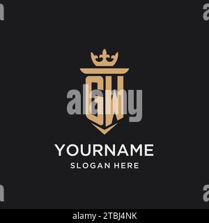 GW monogram with medieval style, luxury and elegant initial logo design ideas Stock Vector