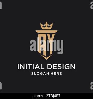 AY monogram with medieval style, luxury and elegant initial logo design ideas Stock Vector