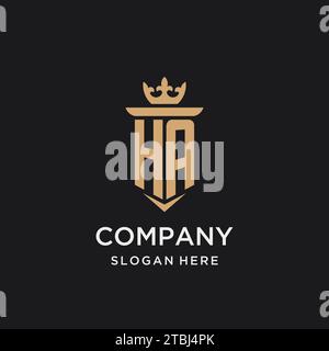 HA monogram with medieval style, luxury and elegant initial logo design ideas Stock Vector