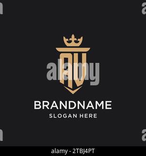 AV monogram with medieval style, luxury and elegant initial logo design ideas Stock Vector