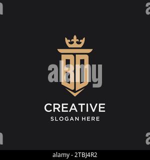 BD monogram with medieval style, luxury and elegant initial logo design ideas Stock Vector