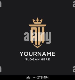 AW monogram with medieval style, luxury and elegant initial logo design ideas Stock Vector