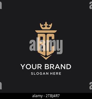 BC monogram with medieval style, luxury and elegant initial logo design ideas Stock Vector