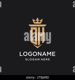 DH monogram with medieval style, luxury and elegant initial logo design ideas Stock Vector