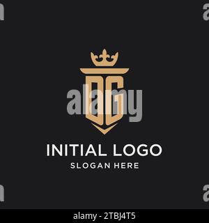 DG monogram with medieval style, luxury and elegant initial logo design ideas Stock Vector