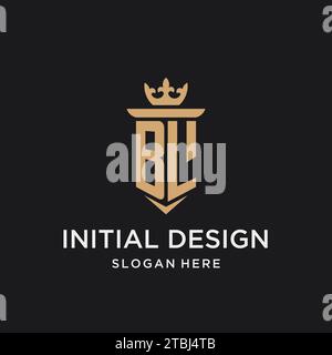 BL monogram with medieval style, luxury and elegant initial logo design ideas Stock Vector