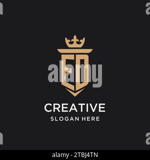 ED monogram with medieval style, luxury and elegant initial logo design ideas Stock Vector