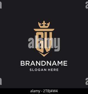 GV monogram with medieval style, luxury and elegant initial logo design ideas Stock Vector