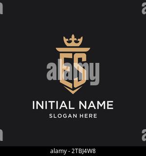 ES monogram with medieval style, luxury and elegant initial logo design ideas Stock Vector