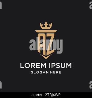 AZ monogram with medieval style, luxury and elegant initial logo design ideas Stock Vector
