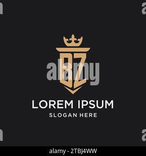 BZ monogram with medieval style, luxury and elegant initial logo design ideas Stock Vector