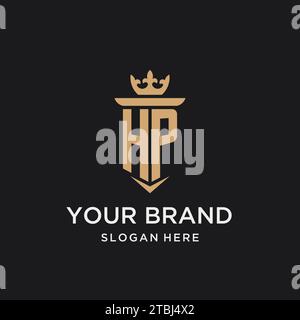 HP monogram with medieval style, luxury and elegant initial logo design ideas Stock Vector