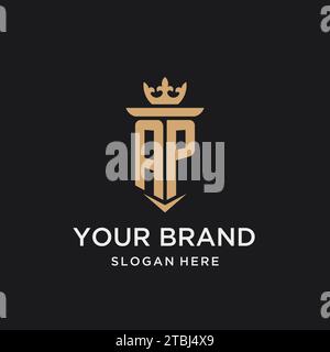 AP monogram with medieval style, luxury and elegant initial logo design ideas Stock Vector