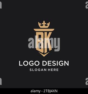 BK monogram with medieval style, luxury and elegant initial logo design ideas Stock Vector