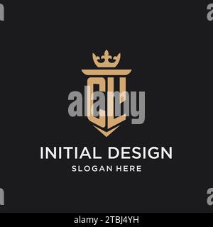 CL monogram with medieval style, luxury and elegant initial logo design ideas Stock Vector