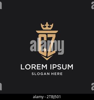 CZ monogram with medieval style, luxury and elegant initial logo design ideas Stock Vector