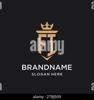 FI monogram with medieval style, luxury and elegant initial logo design ideas Stock Vector