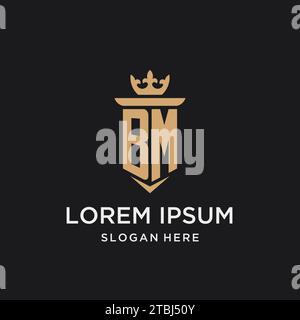 BM monogram with medieval style, luxury and elegant initial logo design ideas Stock Vector