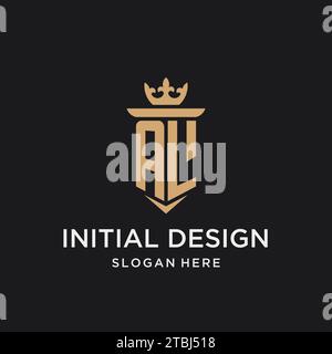 AL monogram with medieval style, luxury and elegant initial logo design ideas Stock Vector