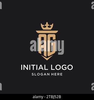 AG monogram with medieval style, luxury and elegant initial logo design ideas Stock Vector