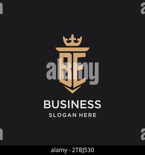 BE monogram with medieval style, luxury and elegant initial logo design ideas Stock Vector