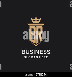 BR monogram with medieval style, luxury and elegant initial logo design ideas Stock Vector