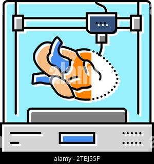 3d printed human organ future technology line icon vector illustration ...