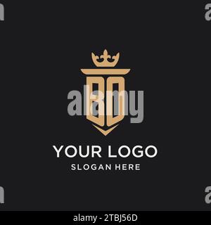 BO monogram with medieval style, luxury and elegant initial logo design ideas Stock Vector