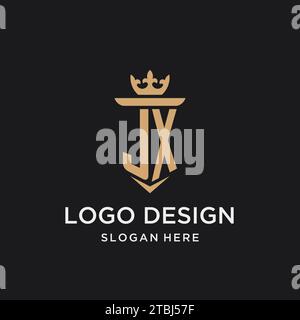 JX monogram with medieval style, luxury and elegant initial logo design ideas Stock Vector
