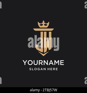 JW monogram with medieval style, luxury and elegant initial logo design ideas Stock Vector