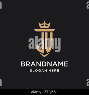JV monogram with medieval style, luxury and elegant initial logo design ideas Stock Vector