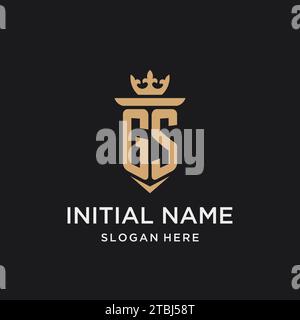 GS monogram with medieval style, luxury and elegant initial logo design ideas Stock Vector