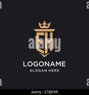 EH monogram with medieval style, luxury and elegant initial logo design ideas Stock Vector