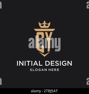 CY monogram with medieval style, luxury and elegant initial logo design ideas Stock Vector