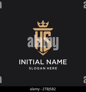 HS monogram with medieval style, luxury and elegant initial logo design ideas Stock Vector