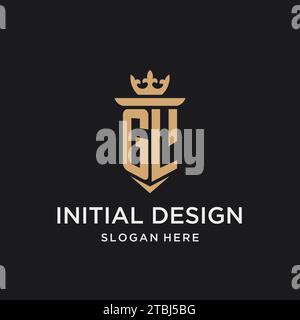 GL monogram with medieval style, luxury and elegant initial logo design ideas Stock Vector