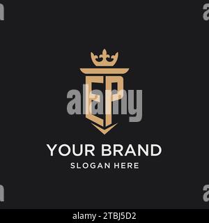 EP monogram with medieval style, luxury and elegant initial logo design ideas Stock Vector