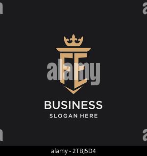 FE monogram with medieval style, luxury and elegant initial logo design ideas Stock Vector