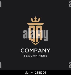 DA monogram with medieval style, luxury and elegant initial logo design ideas Stock Vector