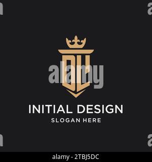 DL monogram with medieval style, luxury and elegant initial logo design ideas Stock Vector
