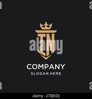 IN monogram with medieval style, luxury and elegant initial logo design ideas Stock Vector