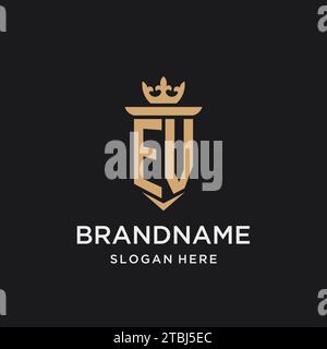 EV monogram with medieval style, luxury and elegant initial logo design ideas Stock Vector