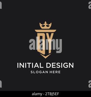 DY monogram with medieval style, luxury and elegant initial logo design ideas Stock Vector