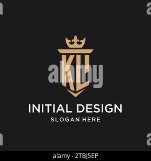 KL monogram with medieval style, luxury and elegant initial logo design ideas Stock Vector